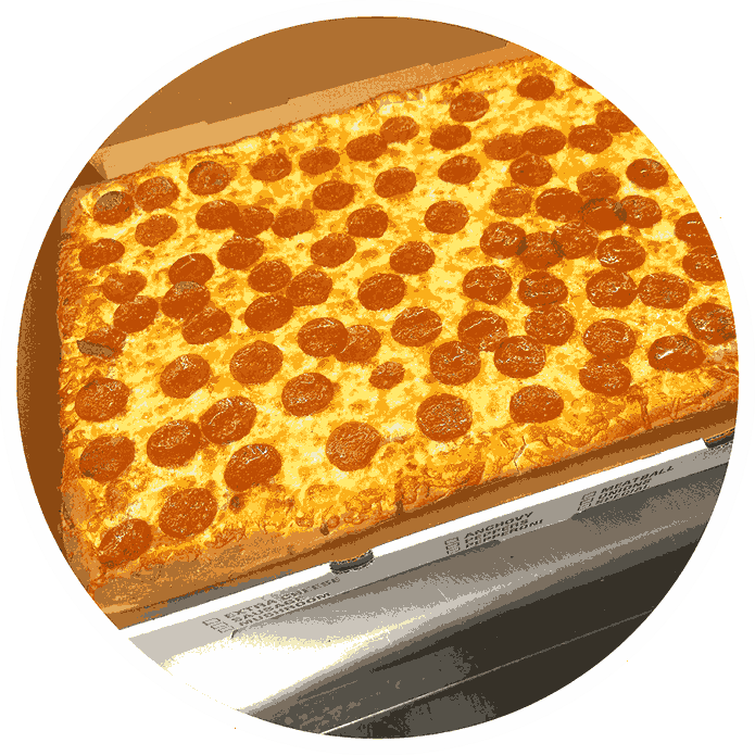 Party Size cheese Pizza and Party Size Pepperoni Pizza